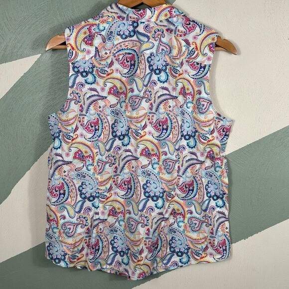 Talbots Women's Size 14P Paisley Print Non-Iron Light Soft Casual Comfort Shirt - Picture 8 of 8